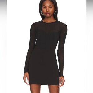 NBD REVOLVE Anita mini dress size small black  LBD mesh sleeves date night